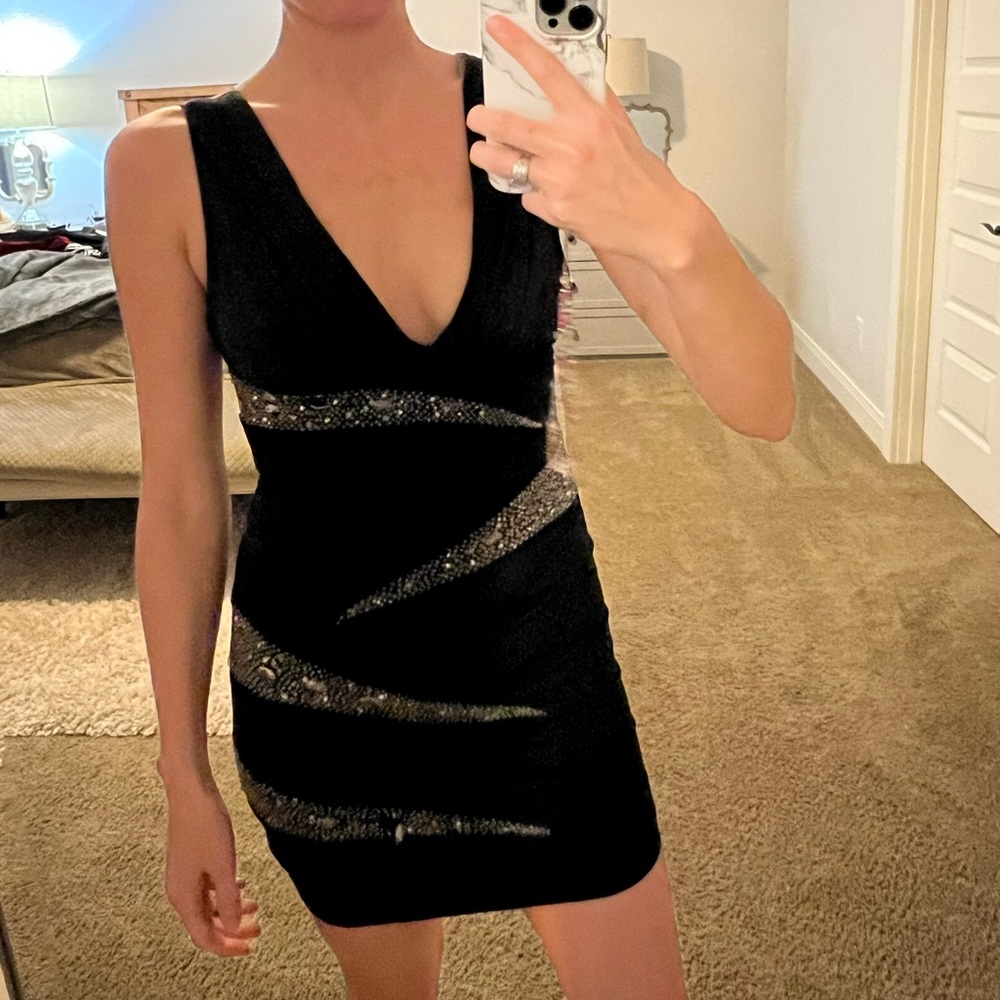 Formal black mini dress